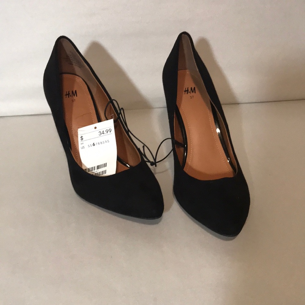 H M Black suede stilettos size 6